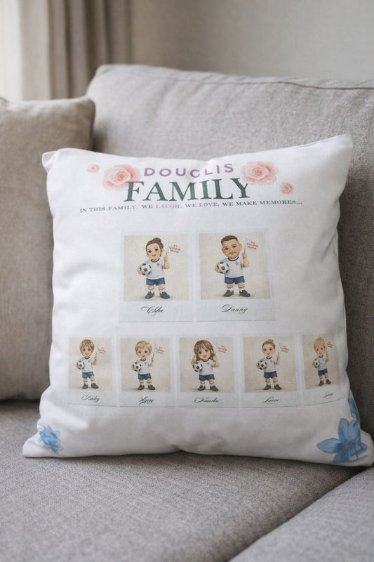 England Personalized Family Character Cushion | 40x40cm